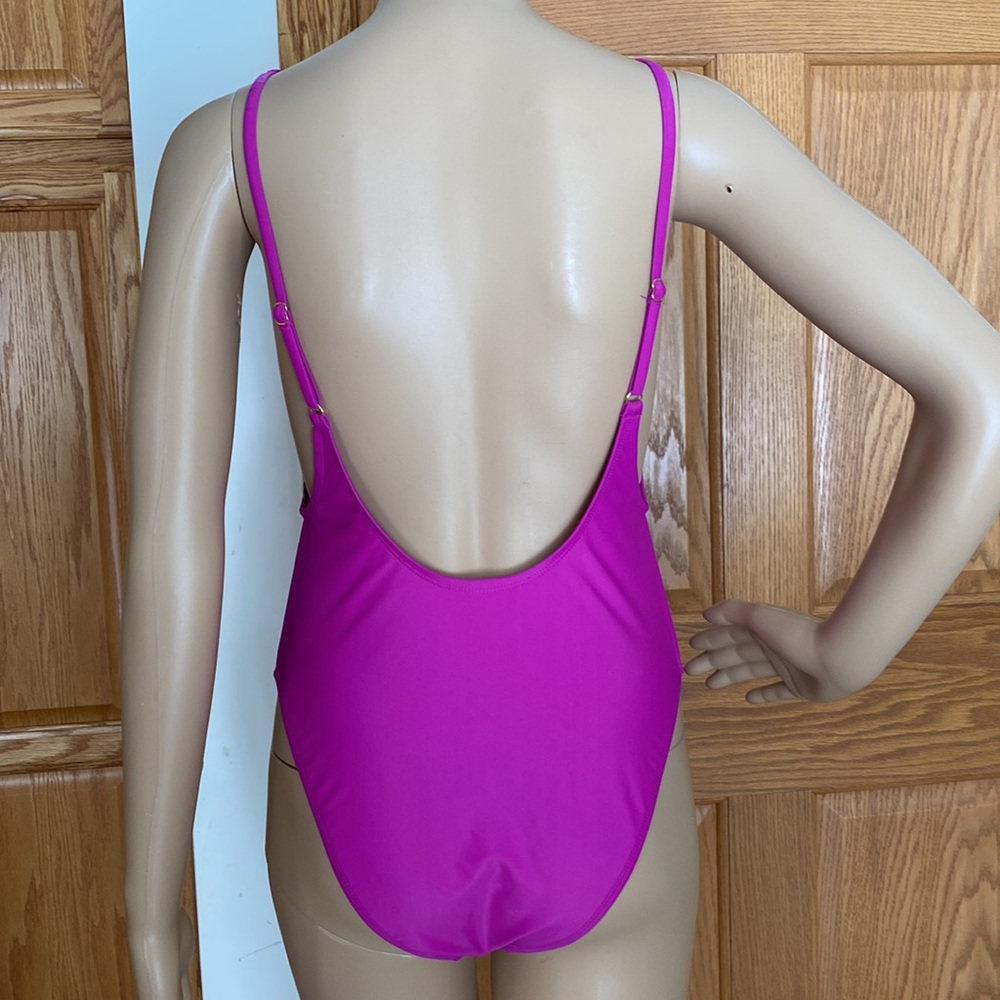 Exhilaration- very fushia one piece swimsuit with sexy low back and sides - Picture 2 of 7